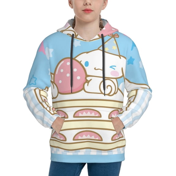 Sanrio Cinnamoroll Kids' Hoodie 3d Print Sweatshirt Soft Pullover Hooded With Big Pockets Fans Gifts For Boys Or Girls Small
