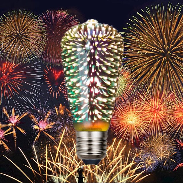 Firework Light Bulbs Infinity 3D Light Fireworks Effect ST19 LED Light Bulb E27 Star Firework Edison lamp Christmas Day Decoration bar Firework Bulb Party Home Christmas Party Holiday D