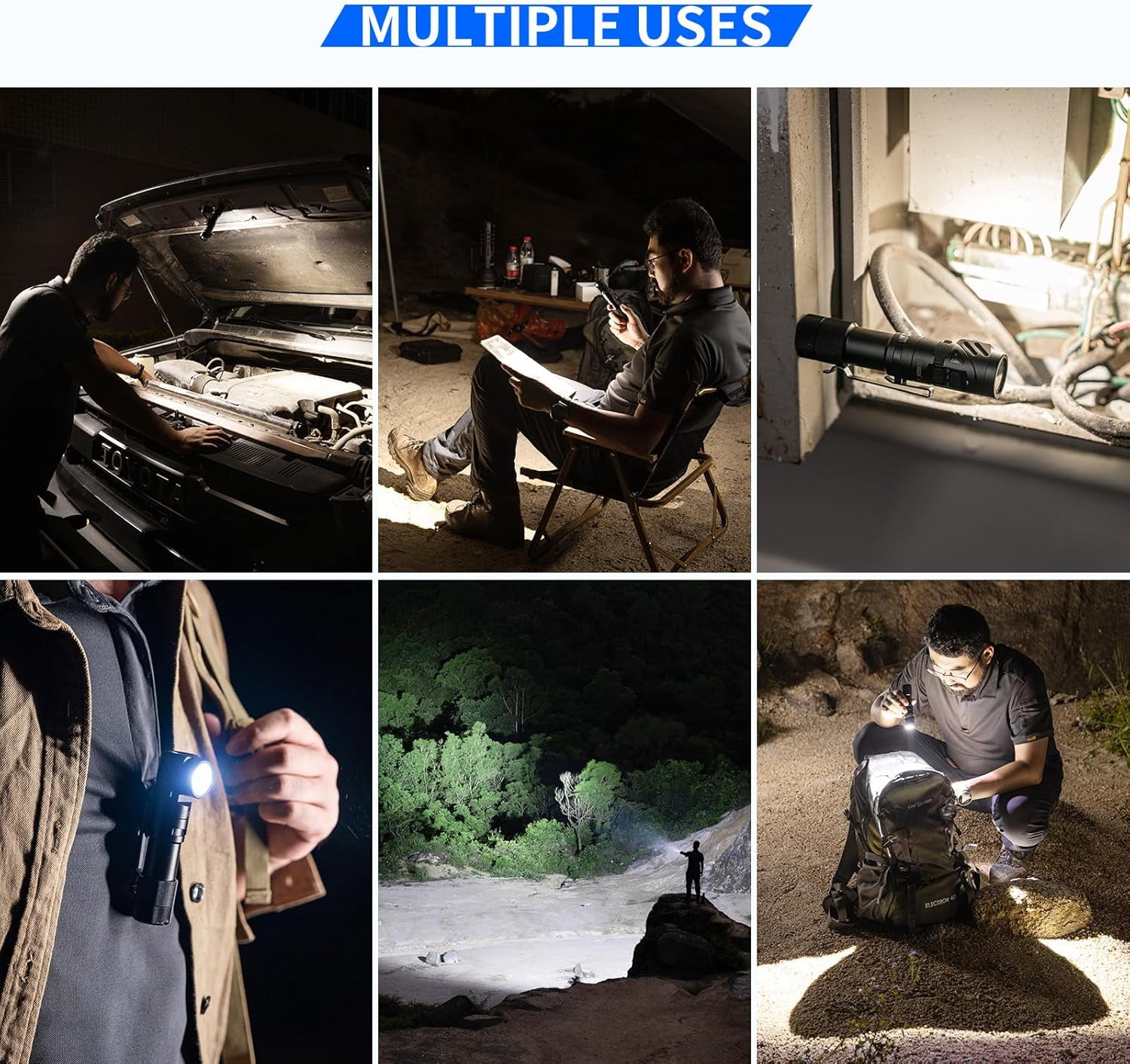WUBEN L1 Rechargeable Flashlight High Lumens, 2000 Lumen Bright Tactical Flashlight,Dual Light Sources Pocket,IP68 Waterproof