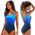 thumbnail image 2 of Mujer Mayo Push Up traje de baño Criss Cross Back de una pieza traje de baño de playa estampado degradado Plavky Sexy traje de baño de una pieza para Mujer Tan Jianjun unisex, 2 of 2
