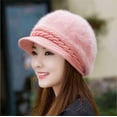 thumbnail image 2 of DOPI Hats Rabbit Cap Skullies Women Winter Knitted Hat Fashion Baseball Caps PinkOne size(2pack), 2 of 2