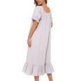 thumbnail image 4 of Previn Women's Cotton Victorian Nightgown Cute Pajamas Dress Princess Summer Long Night Dress Vintage Short Sleeve Ruffle Comfy Soft Sleepwear Grey 01 X-Large, 4 of 4