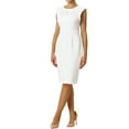 thumbnail image 4 of INSPIRE CHIC Women's Sheath Dress Pleated Neck Pencil Wear-to-Work Dresses XL White, 4 of 6