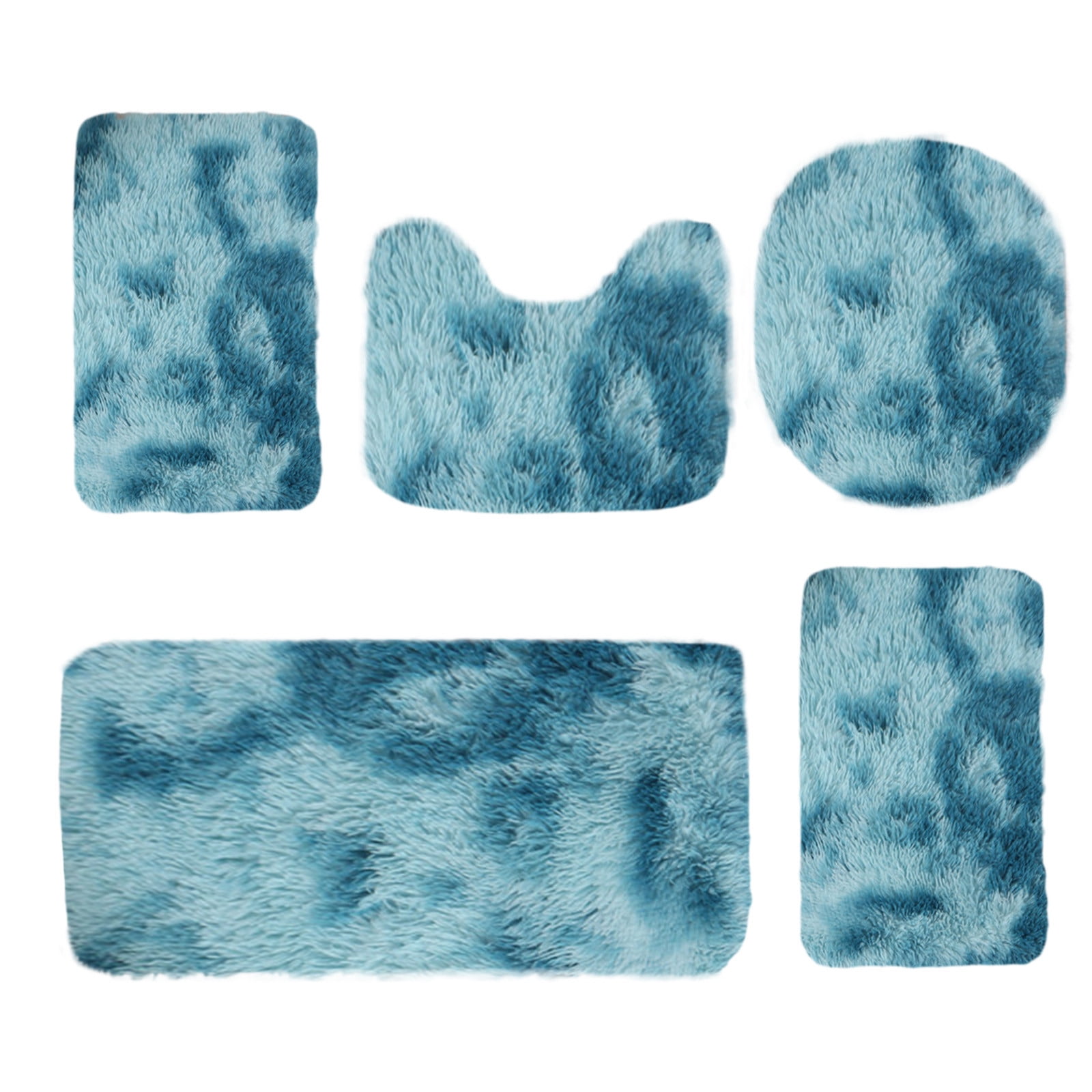 BVXEEP Bath Mat, Bathroom Rug, Mixed Colors Bath Mats 5 Set Bathroom Rugs for 5 Pcs Toilet Mats Universal Soft Comfortable Water Absorption Non-Slip Thick Machine Washable Easy Dry Dark Color
