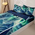 thumbnail image 3 of Castle Fairy Teens Wildlife Aurora Polar Bear Zipper Twin Comforter Sets with Fitted Sheet and 2 Pillowcases,Snowy Pine Mountain Zipper Bedding Set,Teal White Blue,Navy Blue Reversible,4-Piece, 3 of 6