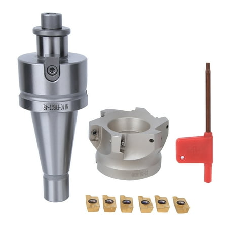 

PAOMIAN NT40 FMB27 Collet Chuck HolderBAP400R-80-27-6 Flute CutterAPMT1604 Inserts(6PCS Milling Inserts )