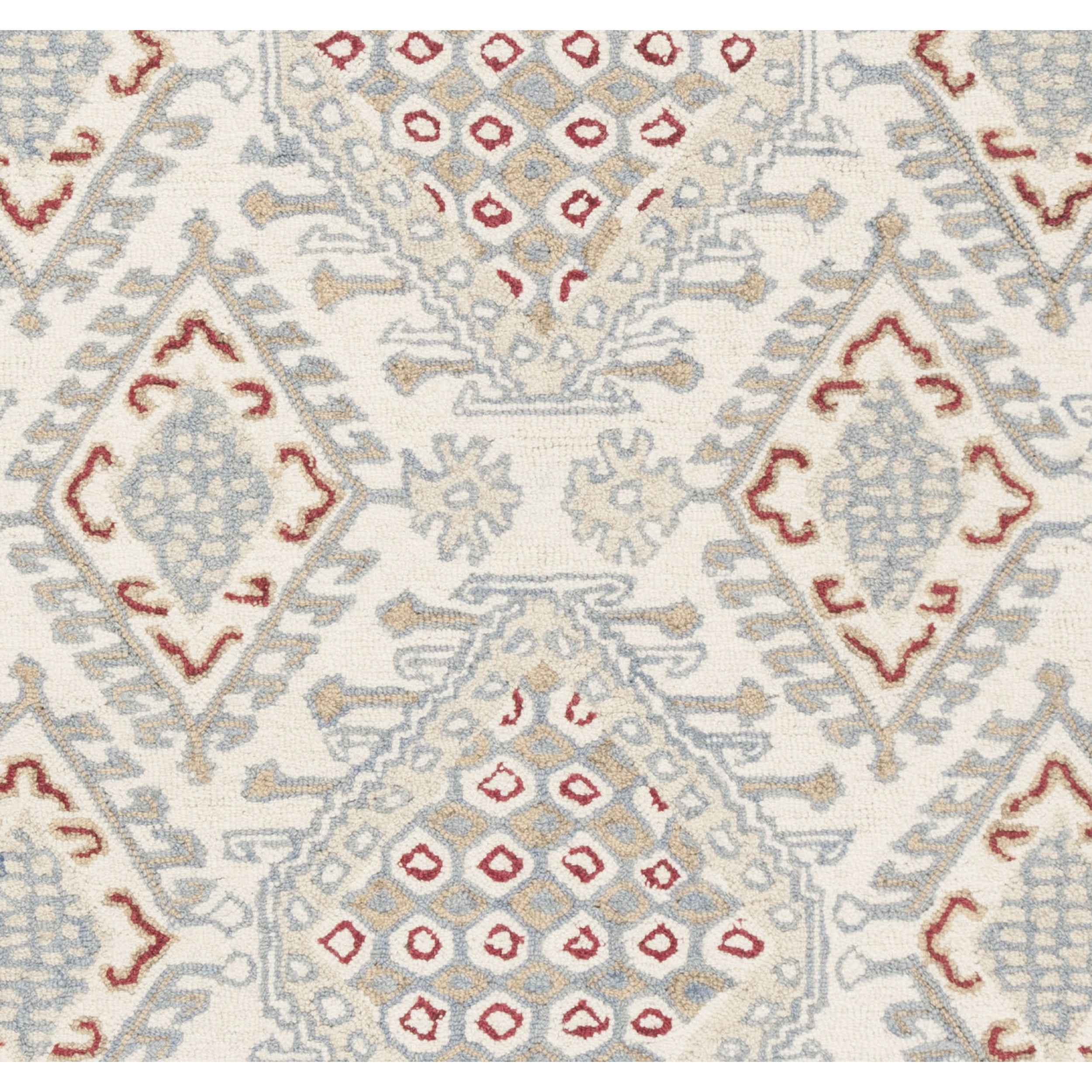 SAFAVIEH Micro-Loop Jolene Geometric Wool Area Rug, Ivory/Red, 4' x 6'