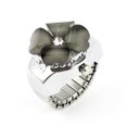 thumbnail image 1 of Unique Bargains Lady Plastic Rhinestone Decor Crystal Clover Cover Finger Ring Watch Gray, 1 of 3