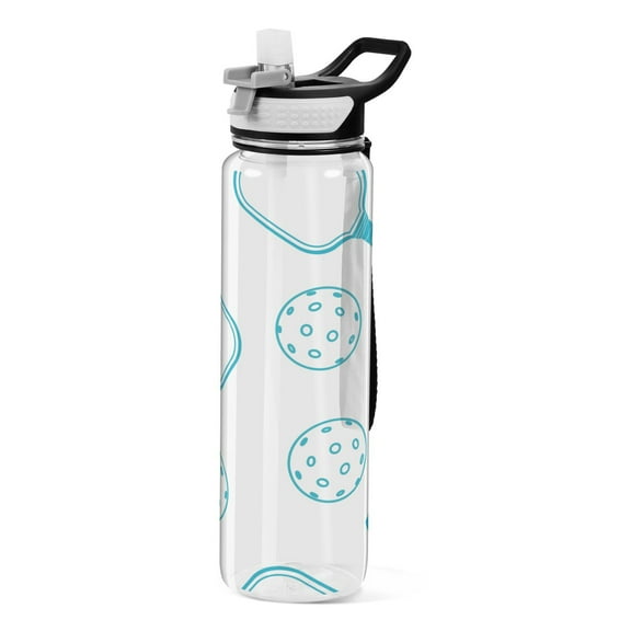 Pickleball Blue 32oz Water Bottles with Straw Tritan Leakproof Sports Bottle BPA Free Clear for Fitness Gym Swimming Cycling