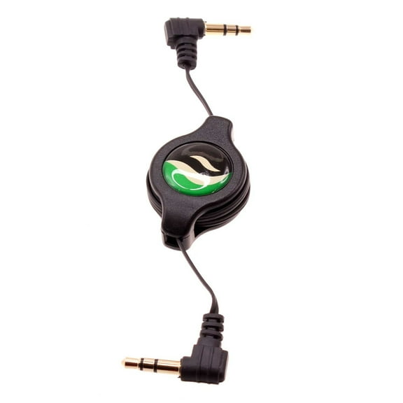 Retractable Aux Cable 3.5mm Adapter Car Stereo Aux-in Audio Cord Speaker Jack Wire Black R8D for Casio G-zOne Commando 4G LTE - CAT S40 S61 S41 S42 S22 Flip - Coolpad Snap, Illumina, Defiant