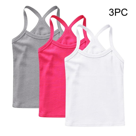 3PC Summer Shirts for Toddler Boys and Girls Fashion Casual Summer Sleeveless Crew Neck Solid Color for 12M-13Y Multicolor