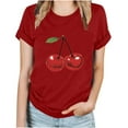 thumbnail image 4 of Women's Cherry Print T-Shirt Short Sleeve Crew Neck Tees Loose Fit Casual Summer Tops Summer Vacation Blouses, 4 of 4