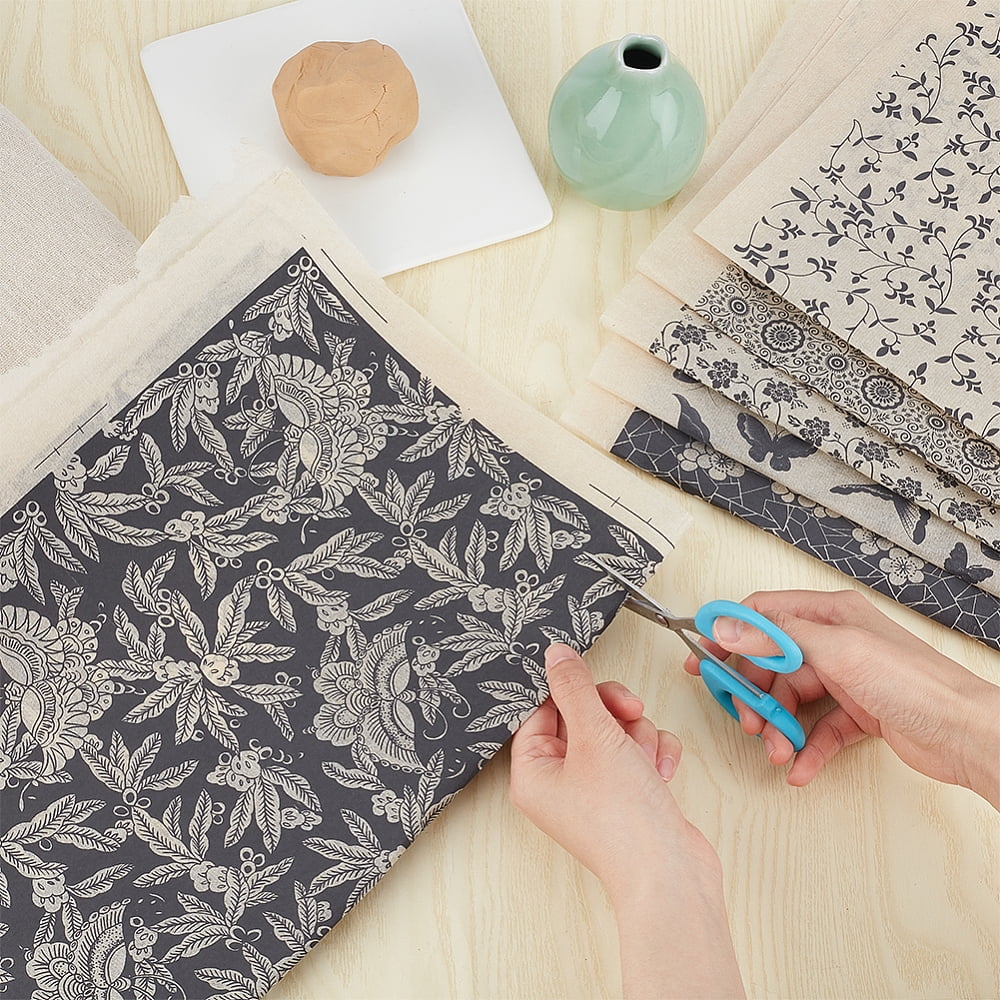 6 Styles Butterfly Flower Pattern Ceramic Decals Black Pottery Ceramics Clay Transfer Paper Underglaze Flower Paper for Pottery Enamel Decal