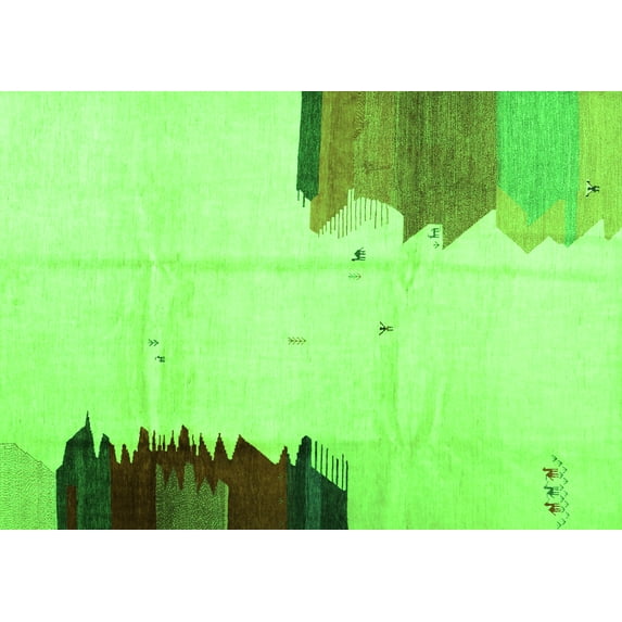 Ahgly Company Indoor Rectangle Solid Green Modern Area Rugs, 2' x 3'