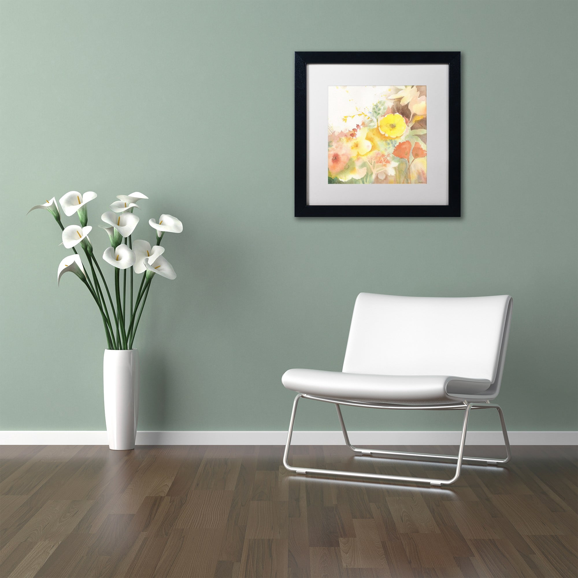 Trademark Fine Art "Yellow Path" Canvas Art by Sheila Golden, White Matte, Black Frame