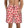 thumbnail image 2 of Uemuo Strawberry And Flowers Pattern Men's Swim Trunks Hawaiian Beach Bathing Suit Swimsuits Beach Quick-Dry Shorts with Pockets-Small, 2 of 9