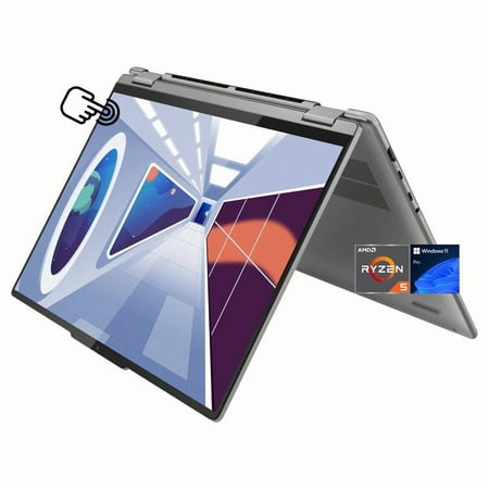 Lenovo Yoga 7 2-in-1 Touch Laptop, 16" WUXGA Display, AMD 6-Core Ryzen 5 7535U (Beat i7-1260P), 8GB RAM, 1TB PCIe SSD, Backlit Keyboard, Fingerprint Reader, Keypad, USB-C, WiFi 6, HDMI, Win 11 Pro