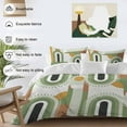 thumbnail image 3 of Mid-Century Modern Duvet Cover Set Queen Size, Art Geometric Abstract Green 4 Piece Soft Microfiber Bedding Set with 1 Duvet Cover, 1 Flat Sheet, 2 Pillowcases, 3 of 9