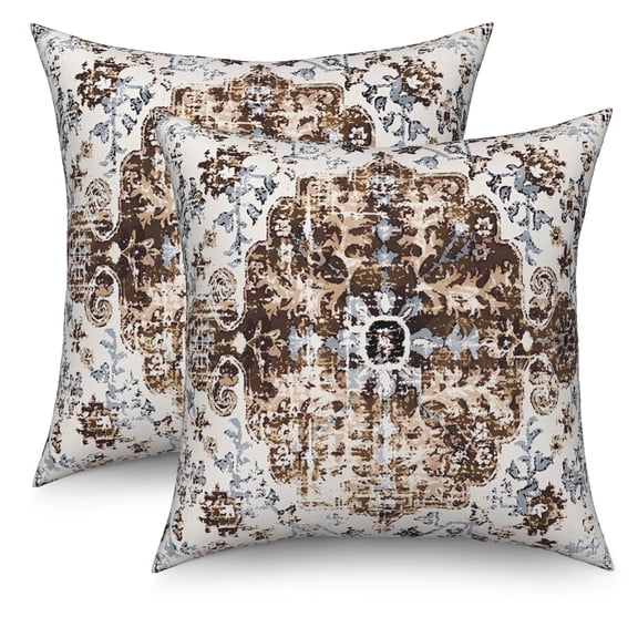 Boho Throw Pillow Covers Set of 2,Bohemian Vintage Carpet Pattern Antique Ethnic Decor Cushion Cover Soft Pillow Case Living Sofa Room Bed,18"x18"