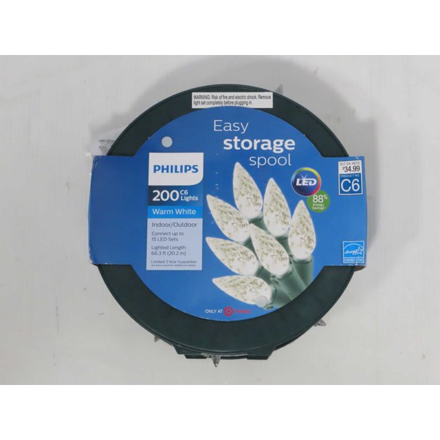 Philips 200ct Christmas LED C6 Faceted String Lights Warm White