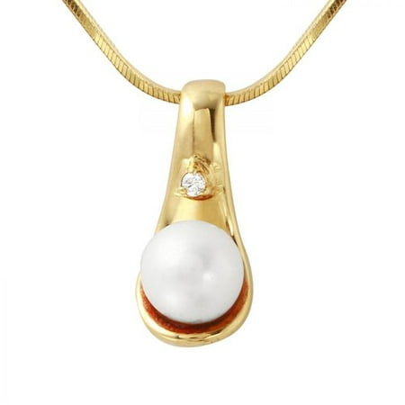 Foreli 0.02CTW Pearl And Diamond 14K Yellow Gold Necklace