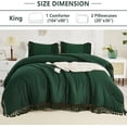 thumbnail image 5 of Emerald Dark Green Comforter Set King 3 Pieces Boho Tassel Lightweight Vintage Soft Bedding Comforter for King Bed All Season Fluffy Fringe Bed Set 104x90In Comforter 2 Pillowcases, 5 of 8