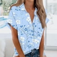 thumbnail image 2 of Women's Short Sleeved Shirt, Daily Fashion Printed Button Top, Chest Pocket Cardigan, 2 of 8