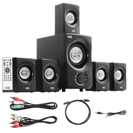 Acoustic Audio by Goldwood AA5171 5.1 Surround Sound Bluetooth Home Entertainment System (6 Speakers, 5.1 Channels, Black with Silver)