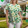 thumbnail image 3 of felwors Scrubs for Women Tops Animal Print Shirt V Neck Cartoon Pattern Short Sleeve Nursing Uniform with Pockets (Mint Green, XL), 3 of 6