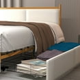 thumbnail image 3 of Full Size Metal Bed Frame with Steamed Bread Shaped Backrest and Four Storage Drawers,Sponge Soft Bag,Heavy Duty Platform Bed with Wood Slats Support,Easy Assembly,No Box Spring Needed,White, 3 of 7