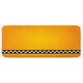 thumbnail image 1 of Yellow Kitchen Mat, Taxi Cab Car Line of Checkers Classical American Vehicle Print, Plush Decorative Kitchen Mat with Non Slip Backing, 47" X 19", Orange White and Black, by Ambesonne, 1 of 1