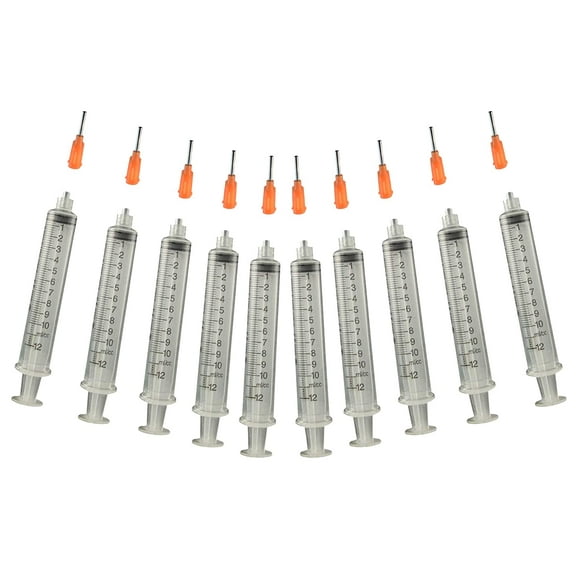 Creative Hobbies Glue Applicator Syringe for Flatback Rhinestones & Hobby Crafts, 10 ML with Precision Tips - Value Pack of 10 (15 Gauge)