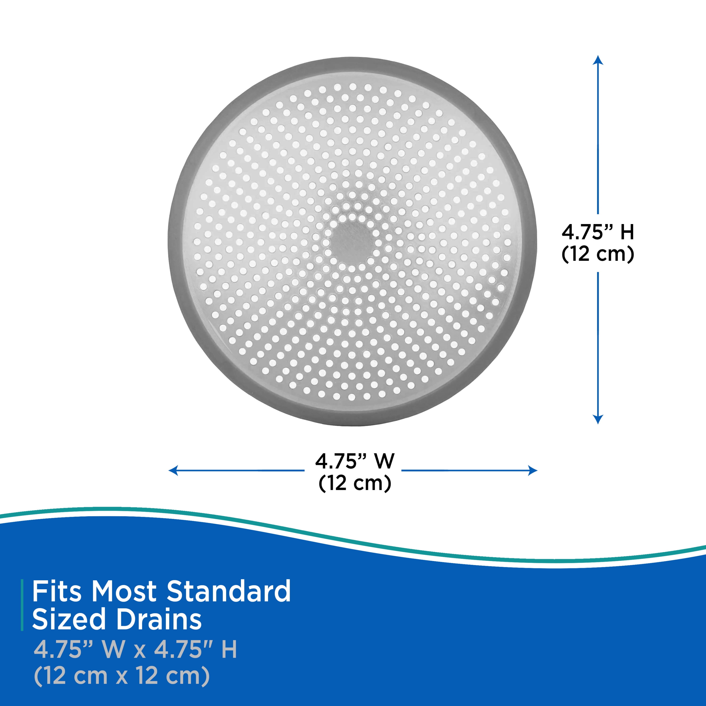 Kenney Rust-Proof Aluminum 4.7 Inch Diameter Sink or Bathtub Drain Cover, Silver & Gray