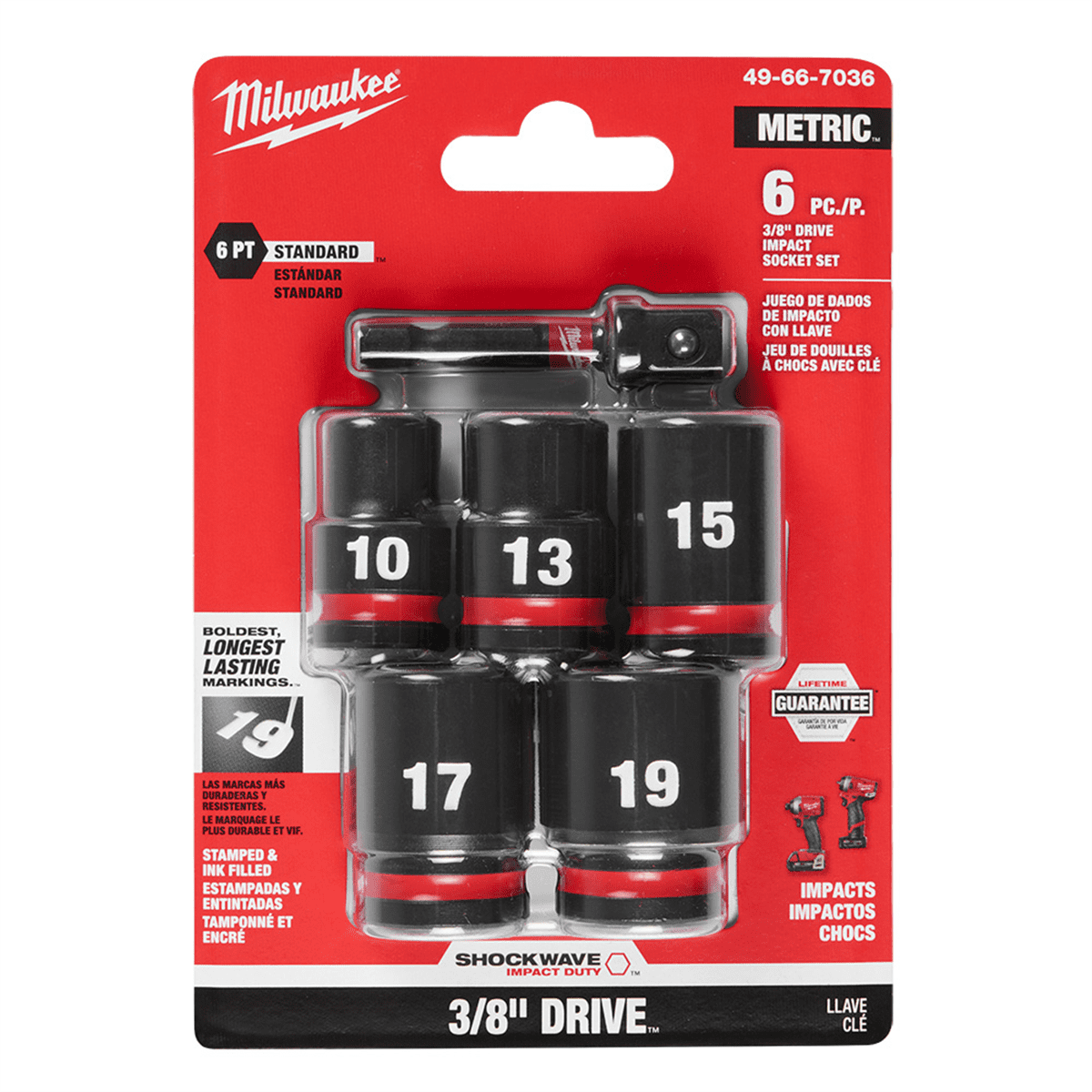 Milwaukee Tool 6PC SHOCKWAVE Impact Duty 3/8" Drive Metric Standard Socket Set