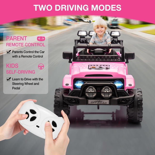 GloryStar 12V Kids Ride On Toy for Kids Ages 37-96 Months, Electric Truck Ride On Car with 5MPH Max Speed, Remote Control, Steering Wheel, Accelerator Pedal, Treaded Tires, Music and Story