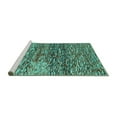 thumbnail image 2 of Ahgly Company Machine Washable Indoor Square Abstract Turquoise Blue Contemporary Area Rugs, 4' Square, 2 of 4