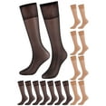 thumbnail image 5 of Deago 8 Pairs Women's Sheer Knee Highs Pantyhose with Reinforced Toe - 20D Nylon Stockings for Women (Black+Skin), 5 of 9