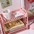 thumbnail image 3 of Kawaii Macaron Minimalist Desk Desktop Organizer Storage Rack Student Dormitory Folding Hollow Shelf, 3 of 7