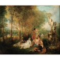 thumbnail image 2 of Jean-Antoine Watteau 17x15 Gold Ornate Wood Frame and Double Matted Museum Art Print Titled - The Feast of Love (circa 1718-1719), 2 of 4