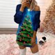 thumbnail image 2 of Camiseta sin tirantes de manga larga hueca con cuello inclinado suelto con estampado navideño para mujer Fridja FKASFK681, 2 of 5