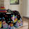 thumbnail image 2 of Happy Birthday Cake Gifts Colorful Balloons Black Tablecloth Round Washable Table Covers for Indoor Outdoor Dining Table Home Party Decorations 70x70 Inch, 2 of 5