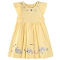 thumbnail image 3 of REDARER Girls Flutter Sleeve Polka Dot Dress with Bunny & Floral Embroidery Casual Summer Everyday Play Dress for Kids,7-8 Years, 3 of 8