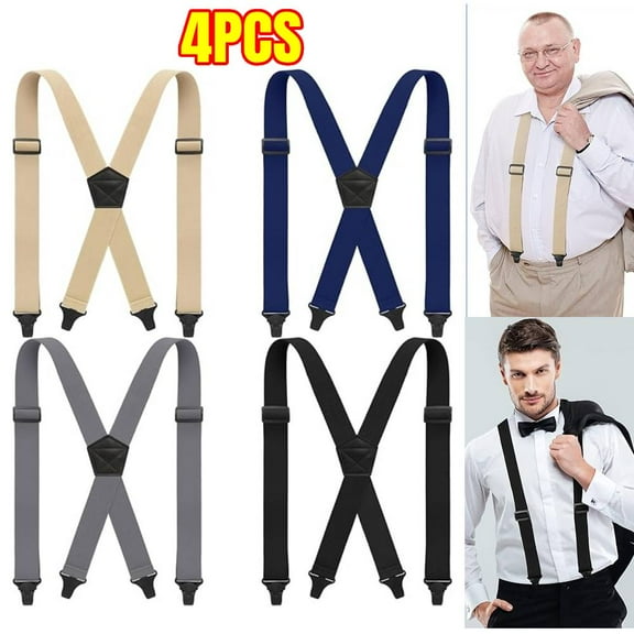 4 Pcs X Back Hidden Suspenders Heavy Duty Hiking Suspenders Adjustable Under Clothing Invisible Belt