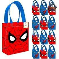 Spiderman Party Favor Bag Set – 24 Pack of 8" Spiderman Party Goodie Bags for Kids Bulk Reusable Mini Totes | Marvel Spiderman Birthday Party Supplies