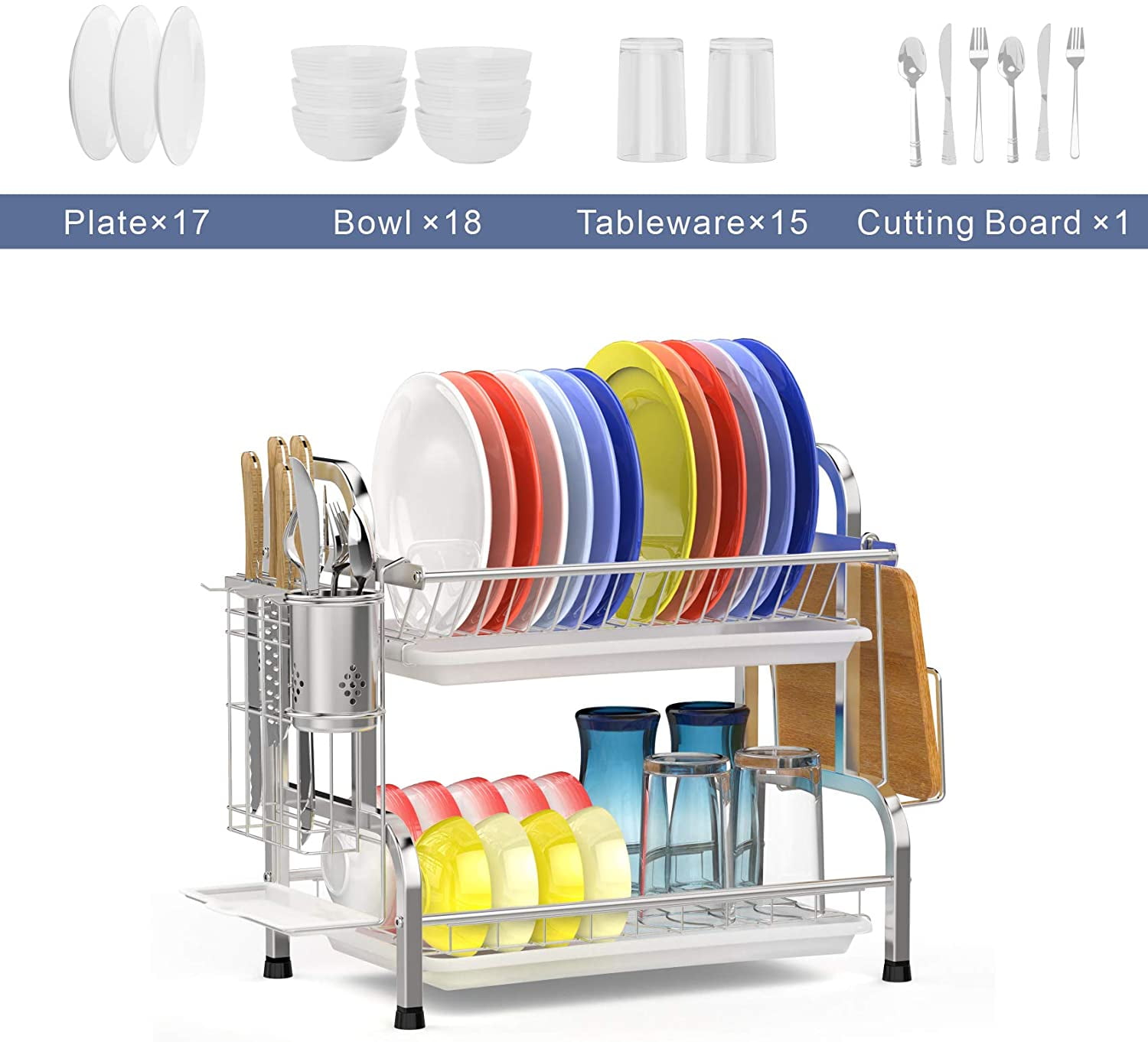 GSlife Large Stainless Steel 2 Tier Dish Rack with Drainboard Details about    Dish Drying Rack 
