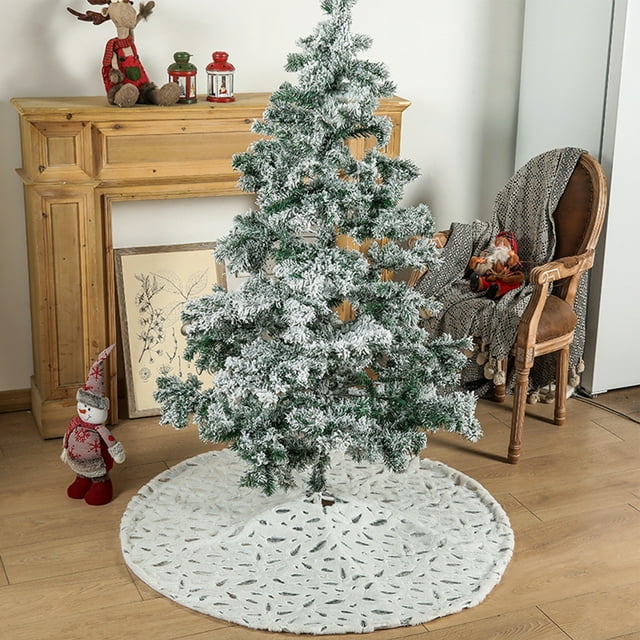 Lubelski Christmas Tree Skirt Soft Exquisite Flannel Winter Large Christmas Tree Mat for Home 120x120x0.5cm