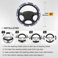 thumbnail image 3 of XMXT Cartoon Stationery Blue Illustration Steering Wheel Cover, Elastic Non-Slip Universal Fit Car Decor Accessories Protector for Auto SUV Trucks, 3 of 8