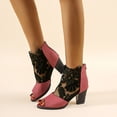 thumbnail image 2 of NECHOLOGY Botas Mujer Adulto Femenino Zapatos Botines de mujer Botas de pez de tacón grueso con cremallera en la parte posterior de encaje de malla para mujer (Wine, 6.5), 2 of 7