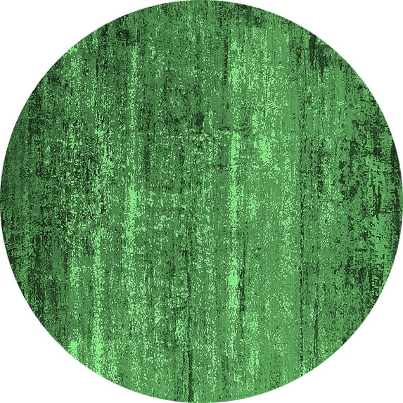 Ahgly Company Indoor Round Oriental Emerald Green Industrial Area Rugs, 7' Round