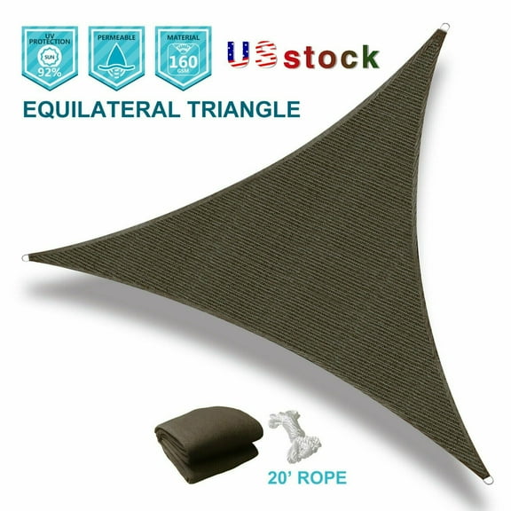 160 GSM Equilateral Triangle Sun Shade Sail Outdoor Garden Pool Canopy Cover